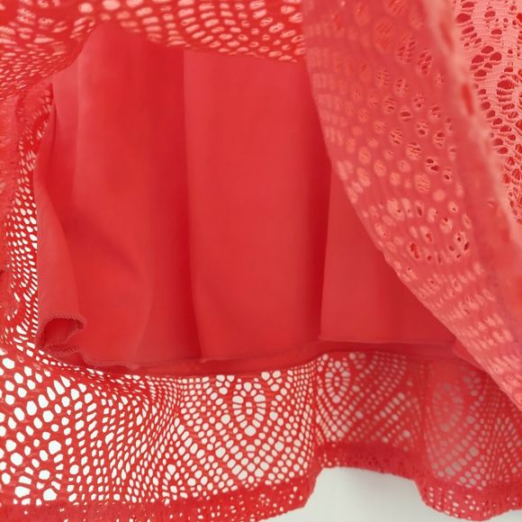 Colorful Mesh Lace Tunic Top 2X Plus Orange Coral Lined - Picture 7 of 9